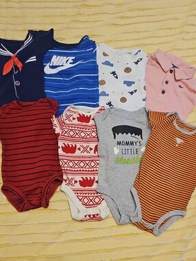 Assorted Kids One-Piece Bodysuits - Blue, Red, Gray, Orange, Pink, Navy